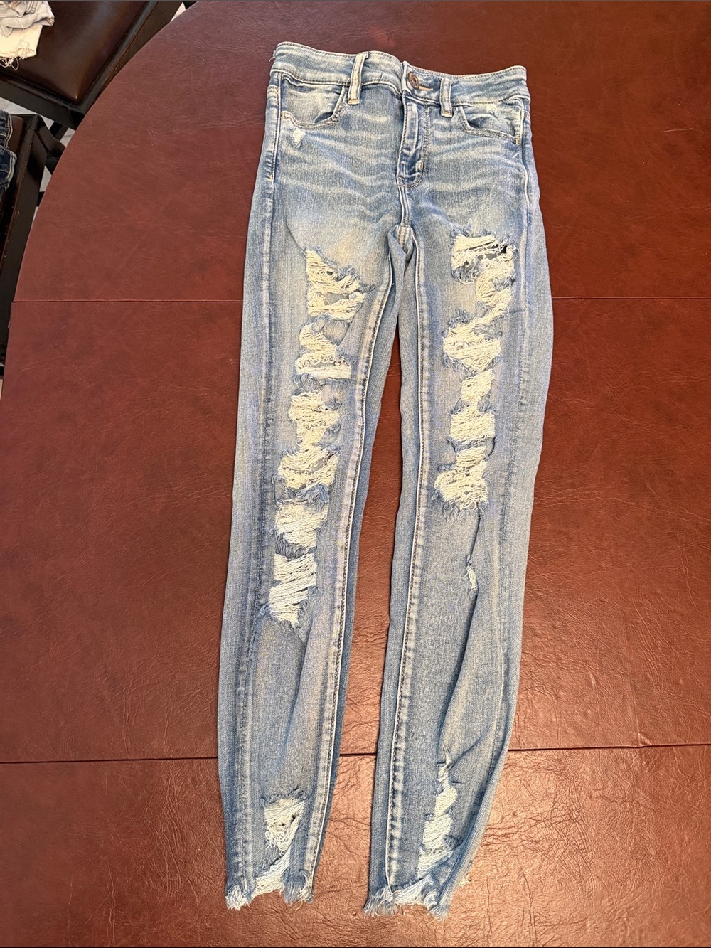 American Eagle Outfitters Light Blue Ripped Skinny Jeans